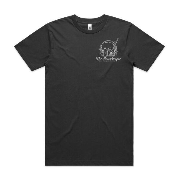 The Housekeeper mens shirt with logos on front and back - all sizes - dark shirts - quality gauranteed Thumbnail