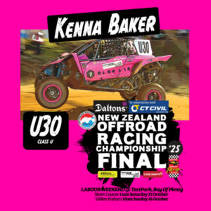 U30 Kenna Baker ORANZ NZ Offroad Racing Championship 2025 FINAL tee shirt - All colours, all sizes Design