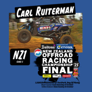 NZ1 Carl Ruiterman ORANZ NZ Offroad Racing Championship 2025 FINAL tee shirt - All colours, all sizes Design