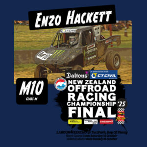 M10 Enzo Hackett ORANZ NZ Offroad Racing Championship 2025 FINAL kids tee shirt - Limited colours, Kids sizes Design