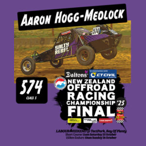 574 Aaron Hogg-Medlock ORANZ NZ Offroad Racing Championship 2025 FINAL tee shirt - All colours, all sizes Design