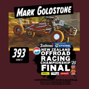 393 Mark Goldstone ORANZ NZ Offroad Racing Championship 2025 FINAL tee shirt - All colours, all sizes Design