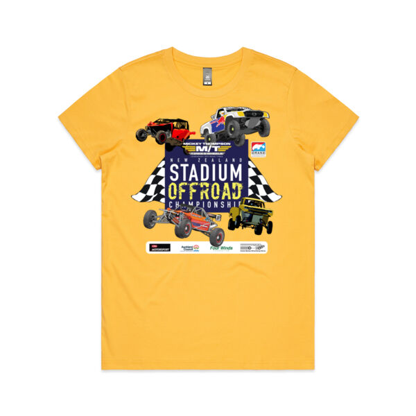 2023 Mickey Thompson New Zealand Stadium Offroad Champs - Ladies Tee - most sizes Thumbnail