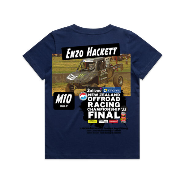 M10 Enzo Hackett ORANZ NZ Offroad Racing Championship 2025 FINAL kids tee shirt - Limited colours, Kids sizes Thumbnail