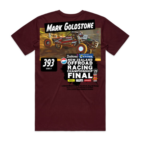 393 Mark Goldstone ORANZ NZ Offroad Racing Championship 2025 FINAL tee shirt - All colours, all sizes Thumbnail